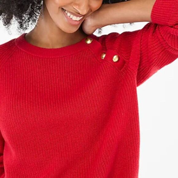 J Crew Women's Plus Size Cotton Sweater 3 Button Raglan Crewneck 2X - Picture 2 of 8